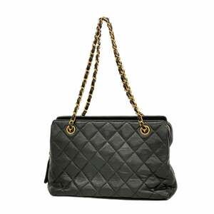 Chanel Matelasse Shoulder Bag with Chain, Caviar Skin, Black, Women's